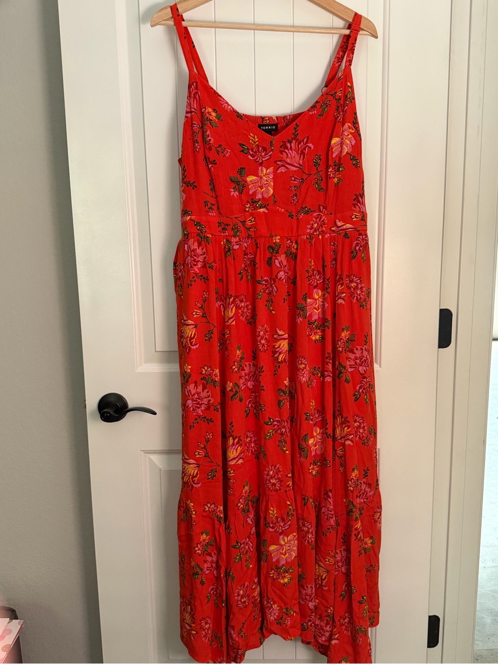 Torrid Red Floral V-Neck Maxi